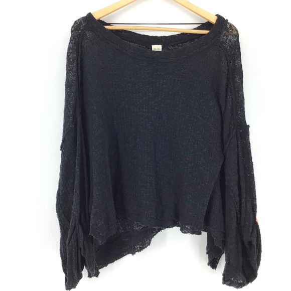 Free People Tops - Free People Black Island Girl Hacci Knit Tee